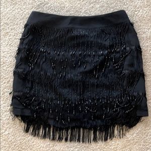 Nanette Lepore black fringe skirt